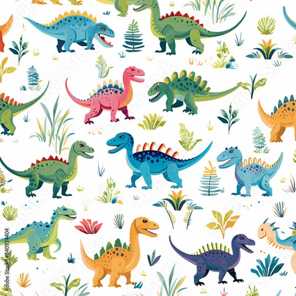Obraz Watercolor Dinosaur Pattern