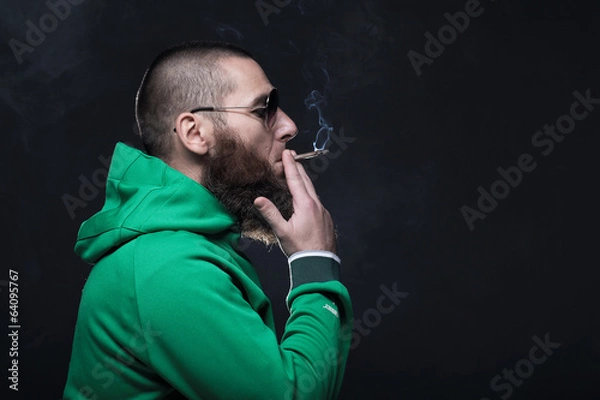 Obraz Bearded man, smoking