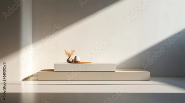 Obraz Empty interior room with lighting by generative AI illustration.