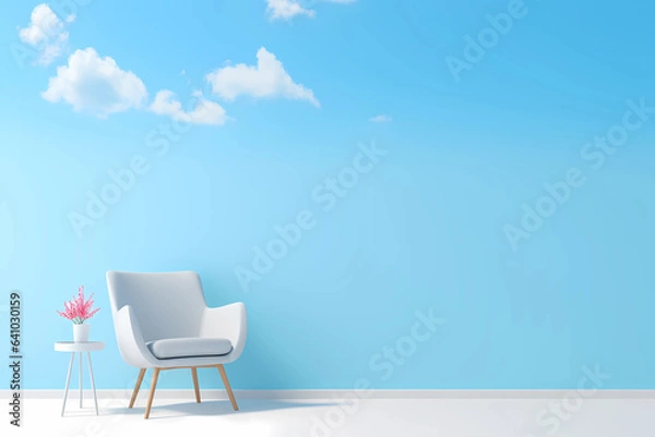 Obraz blue chair on the wall