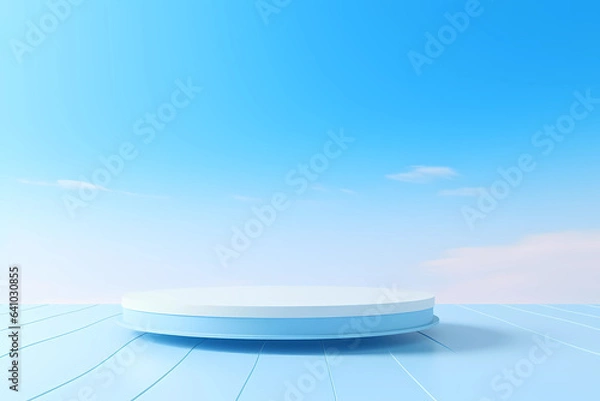 Obraz white plate on blue background