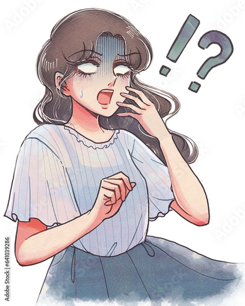 Obraz 驚愕のあまり白目をむく少女漫画のお嬢さまイラスト