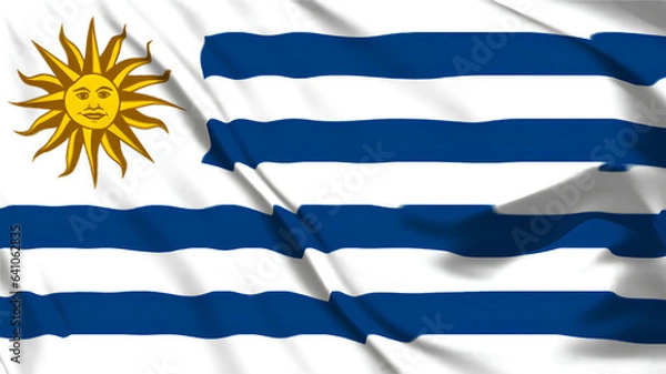 Obraz ウルグアイの国旗がはためいています。