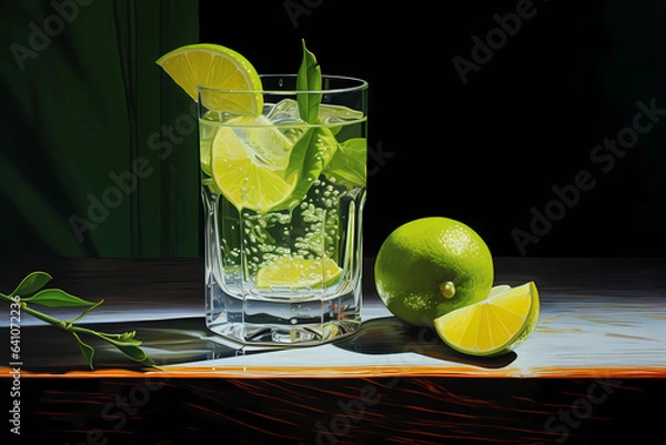 Obraz mojito cocktail with lime and mint