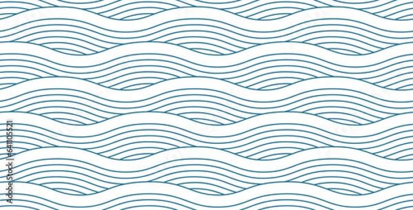 Fototapeta Seamless pattern with blue waves