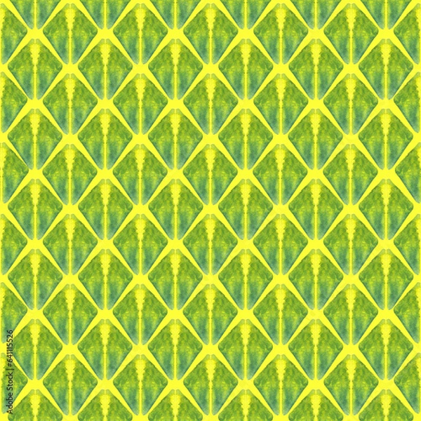 Fototapeta Watercolor seamless hand drawn geometric pattern with colorful rhombuses