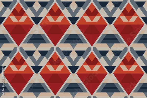 Fototapeta Modern geometric shapes patterns, seamless vector illustration. Pattern designs with modern geometric shapes can be printed as a background image or used for rugs, carpets, or textile fabric.