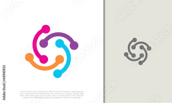 Fototapeta Global Community Logo Icon Elements Template. Community human Logo template vector. Community health care. Abstract Community logo. Human Resources Consulting Company.