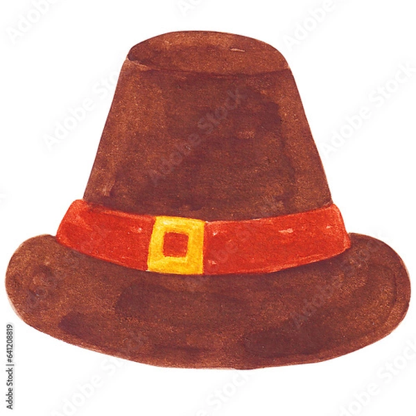 Obraz Pilgrim hat watercolor style, Concept of thanksgiving day