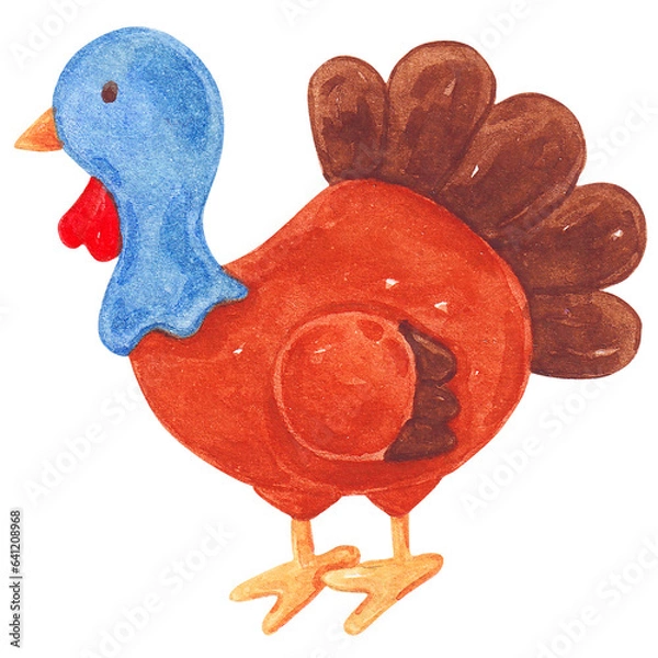 Obraz Turkey watercolor style, Concept of thanksgiving day