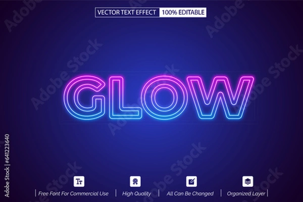 Obraz glow double line editable text effect