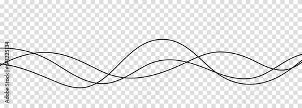 Fototapeta Thin line wavy background. Vector illustration isolated on transparent background