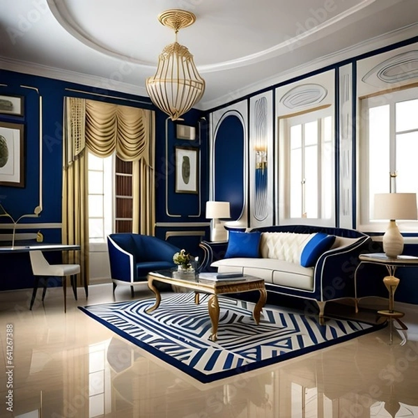 Fototapeta modern living room generating by AI technology