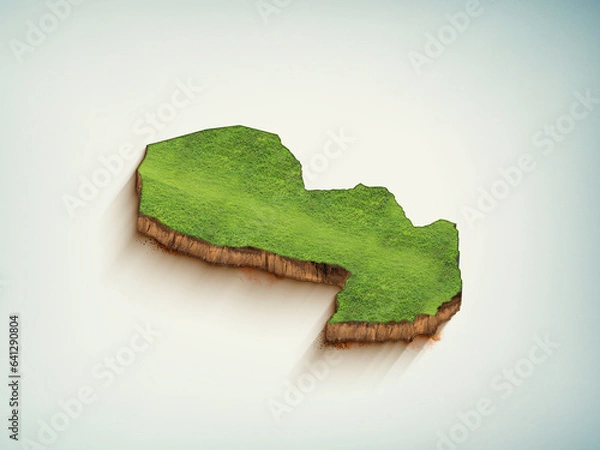 Obraz High-quality Paraguay 3D soil map, Paraguay 3D soil map render.
