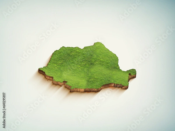 Obraz High-quality Romania 3D soil map, Romania 3D soil map render.