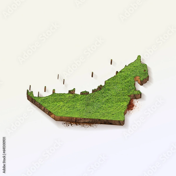 Obraz High-quality UAE 3D soil map, United Arab Emirates 3D soil map render.