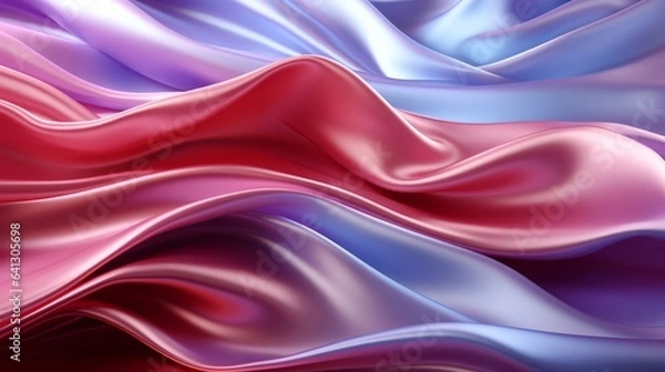 Fototapeta Closeup of rippled colorful silky smooth fabric as background. Generative AI.