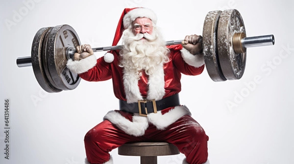 Obraz santa at the gym, christmas, generative ai