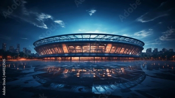 Fototapeta Professional staduim with abstract blue. Generative AI.