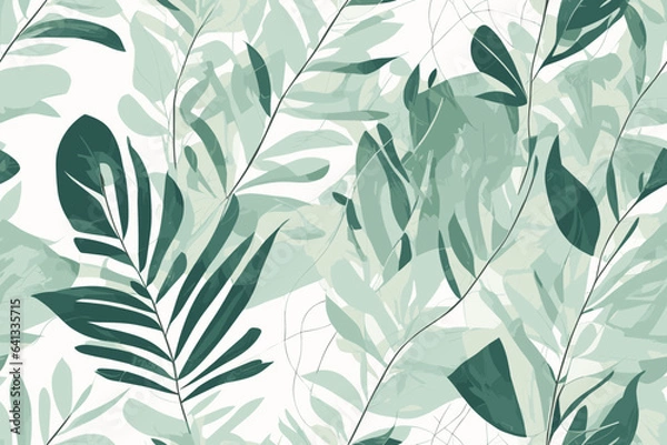 Fototapeta Pattern Watercolor vector art painting illustration flower pattern. textile, ornamental, ornate, hand-drawn, drapery, curl, watercolor, trendy, painting, repeat, fancy, elements, diverse, deco, stain