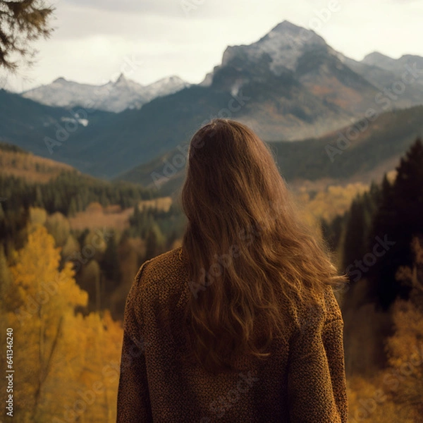 Obraz Woman looking at autumn.