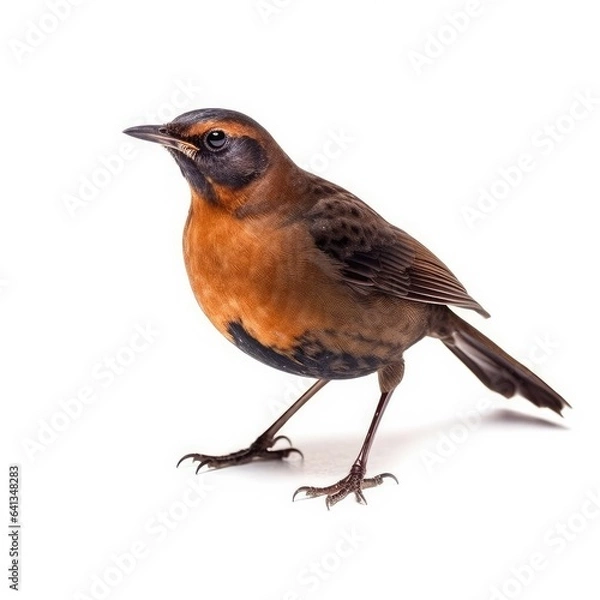 Fototapeta Rusty blackbird bird isolated on white background.