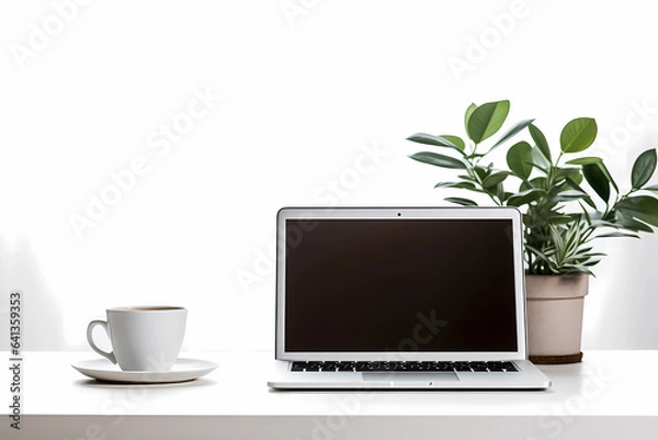 Obraz cup of coffee and laptop