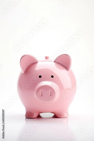 Obraz Photo of pink piggy bank isolated over white background.