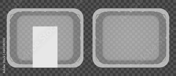 Fototapeta Empty plastic food container. Packaging for meat, fish, vegetables and fruit. Vector illustration.