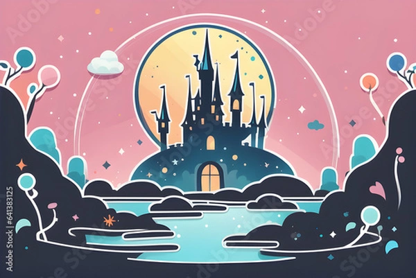 Obraz landscape with moon Generative AI