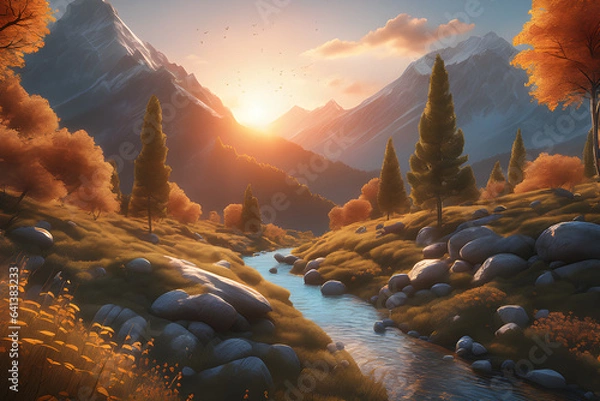 Obraz sunset in the mountains Generative AI