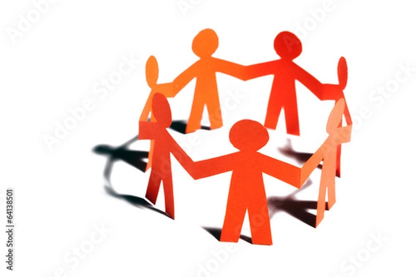 Obraz Paper team linked together partnership concept