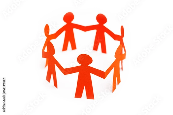Obraz Paper team linked together partnership concept