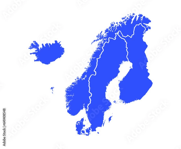 Obraz scandinavia map. Norway, Sweden, Finland, Denmark, Iceland and Faroe Islands. Nordic countries map. Vector background for infographics