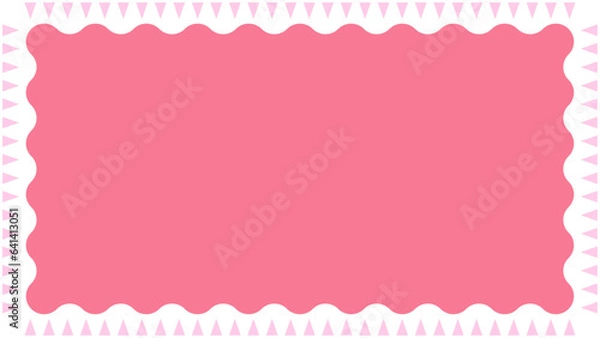 Obraz かわいいピンク色の波線と三角のフレーム素材　16：9