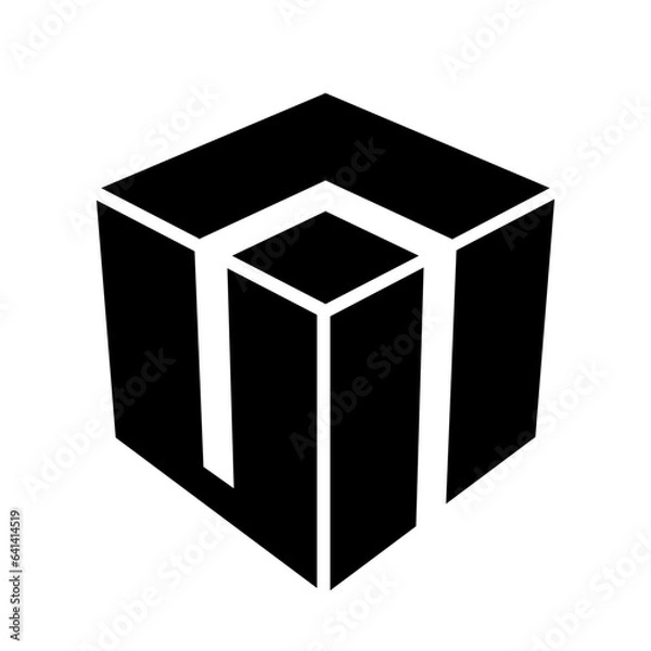 Fototapeta Black Abstract Split Cube Icon