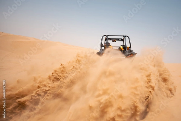 Fototapeta sand dune bashing ofrroad. utv rally buggy