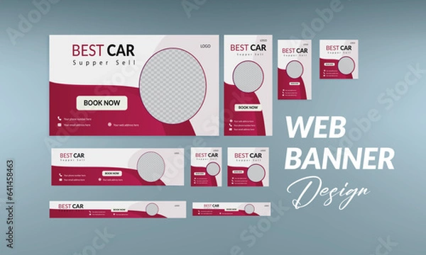 Fototapeta Abstract banner design web template Set.Social Media Cover ads banner, flyer, invitation card,
web Banner Layout.