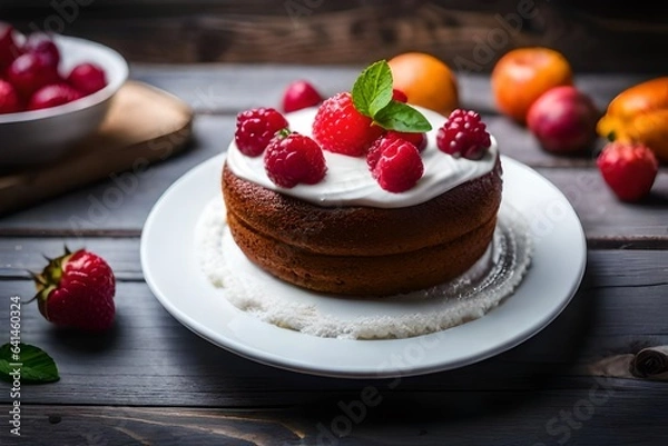 Obraz cheesecake with berries and mint
