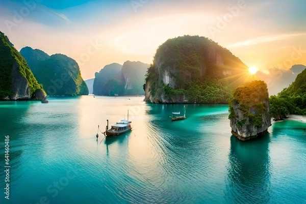 Obraz sunset over the river