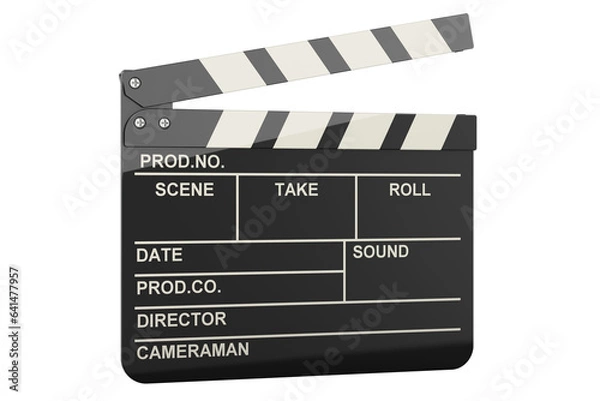 Obraz Clapperboard, movie clapper. 3D rendering isolated on transparent background