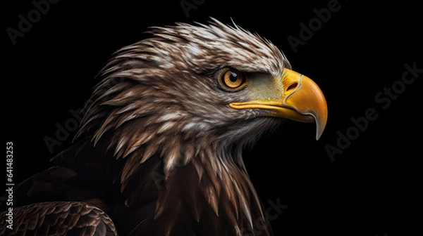 Obraz eagle head closeup with dark background generative ai