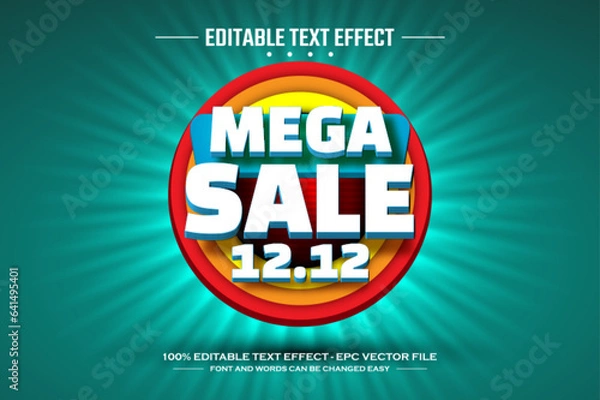 Obraz Mega sale 12 12 3D editable text effect template