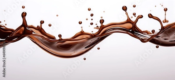 Fototapeta Chocolate splash on a white background. 3d rendering, 3d illustration.
