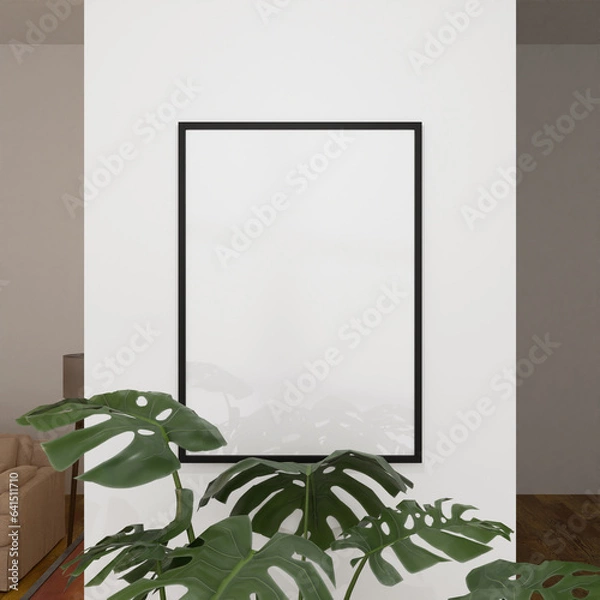 Obraz simple frame mockup poster hanging on the white wall