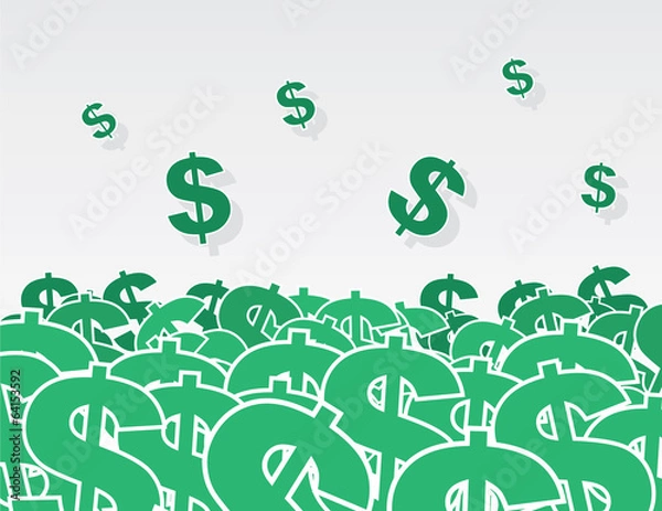 Fototapeta Large pile of dollar signs