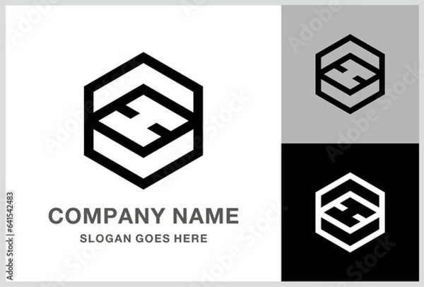 Obraz Monogram Letter H Geometric Square Cube Business Company Stock Vector Logo Design Template	