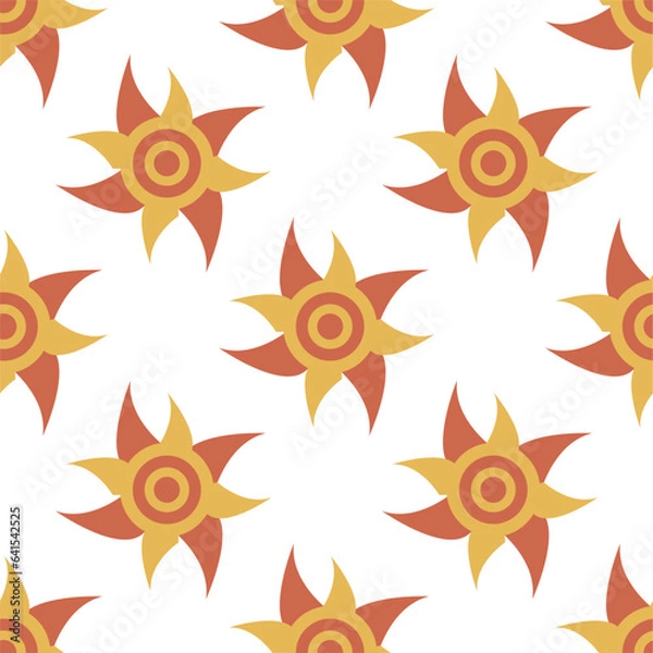 Fototapeta Seamless pattern with suns. Summer psychedelic