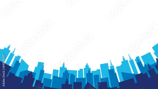Fototapeta ビジネスビルのシルエット街並み背景。ベクターイラスト素材