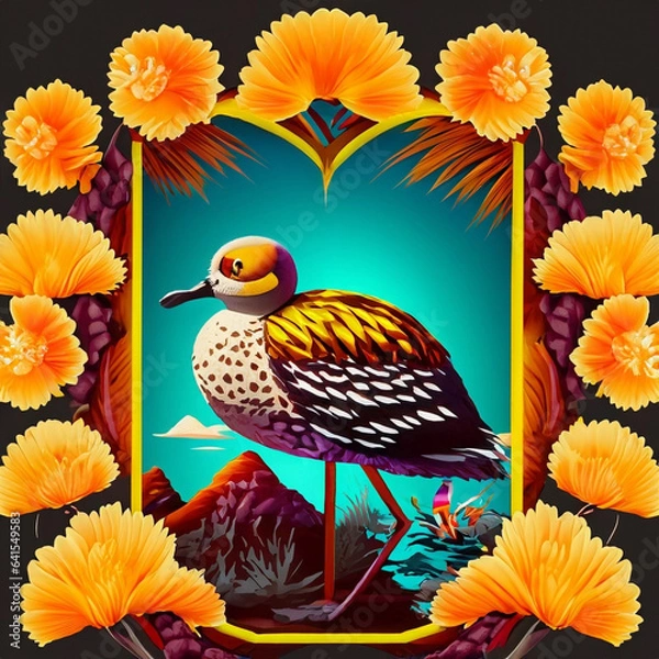 Obraz Shorebird with flowers